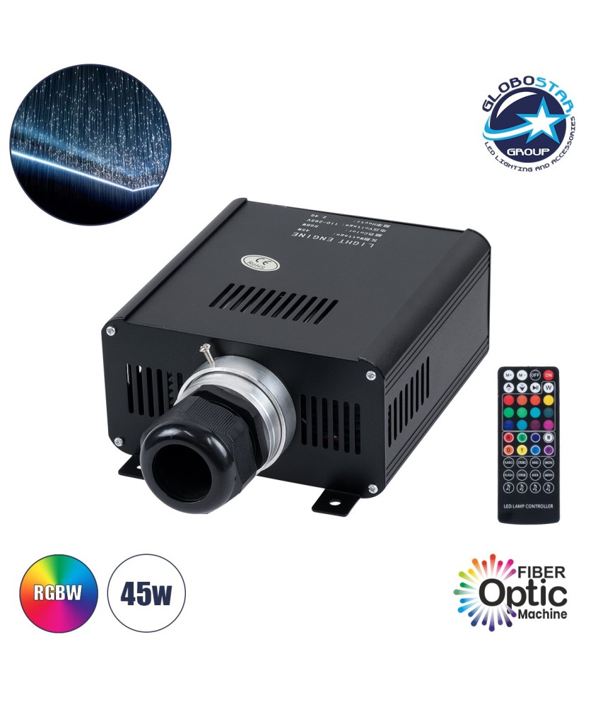 GLOBOSTAR® LUMOFIBRA 79612 Σύστημα Οπτικής Ίνας με RF Ασύρματο Χειριστήριο LED 45W 4500lm 1° AC 220-240V IP20 Πολύχρωμο RGBW - Μ14 x Π26 x Υ8.5cm - 2 Χρόνια Εγγύηση